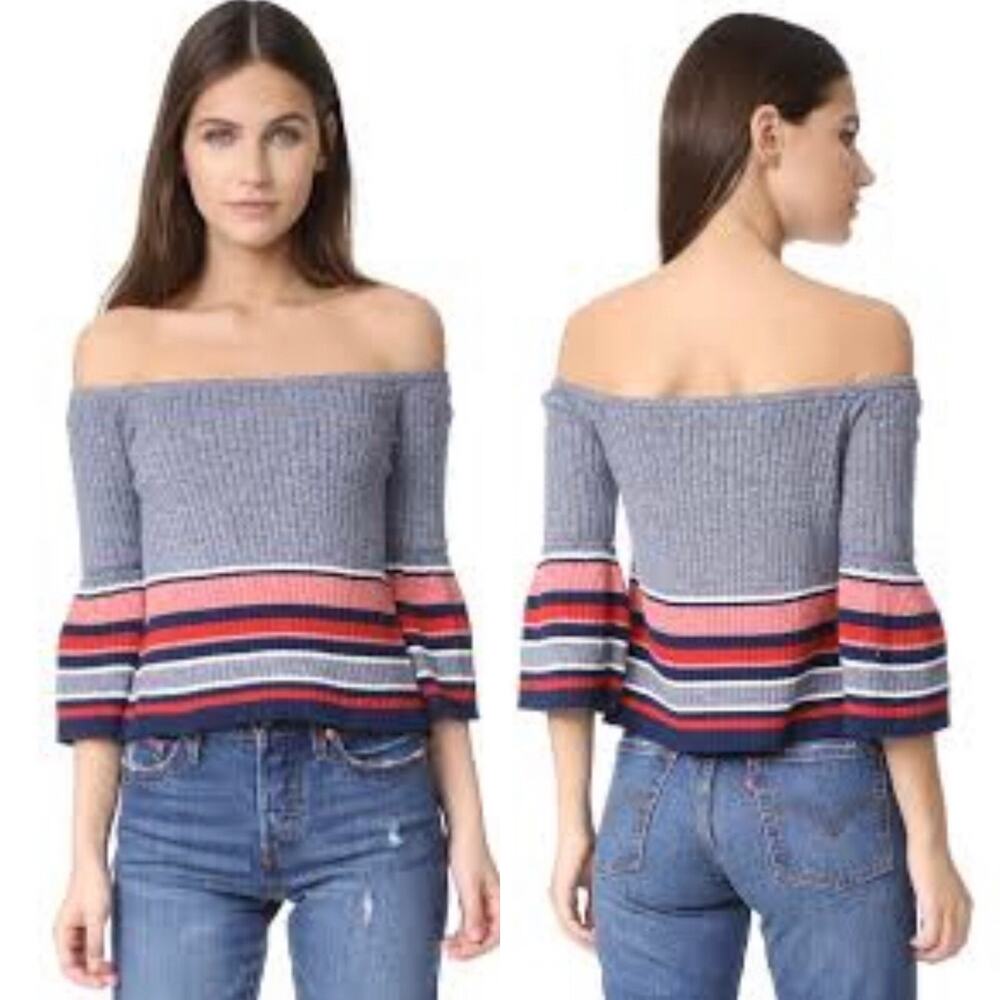 Lovers + Friends Skye Top Red Border Stripe Size XS A003391